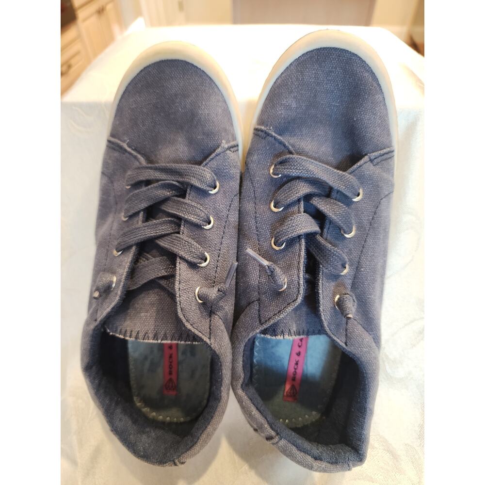 Rock and Candy Blue Canvas Lace-Up Sneakers Women Size 10 Casual Shoes V1